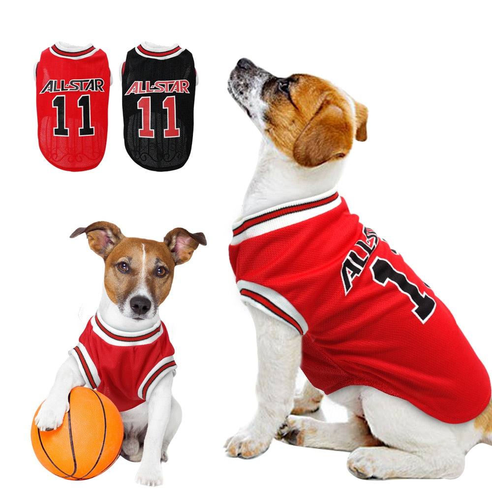 Football Print Dog Vest - Breathable Cotton Summer T-Shirt for Small Dogs