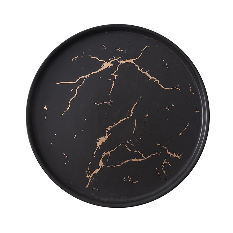 Nordic Marble Pattern Ceramic Plate - Household Dinner Plate