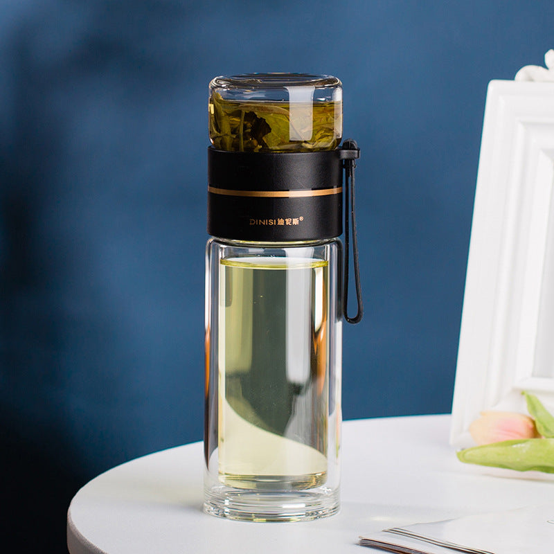 Double-Wall Glass Tea Infuser Bottle - 400-450 ml
