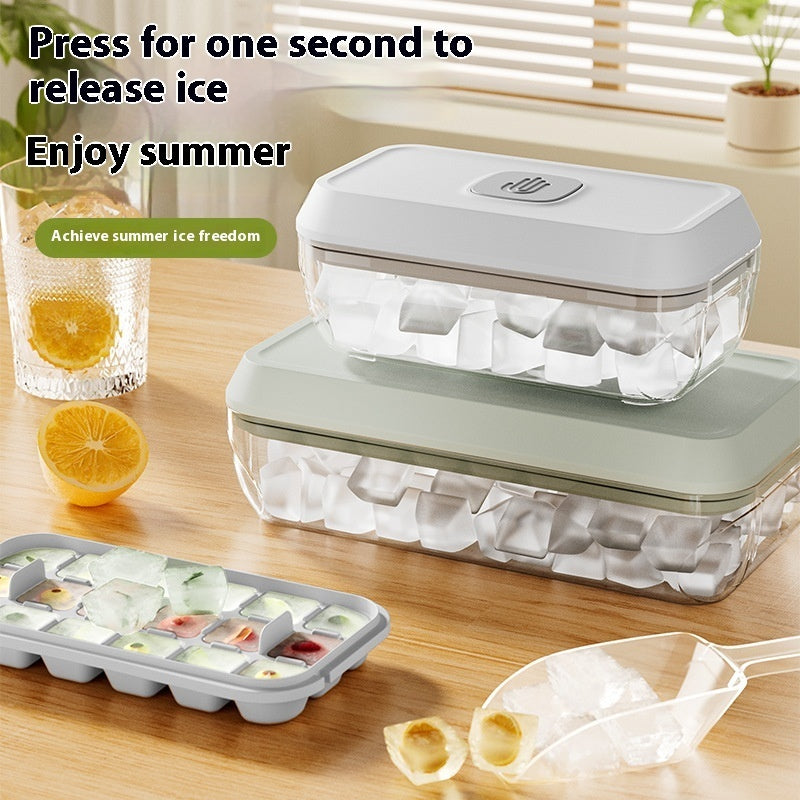 32-Grid Silicone Ice Cube Tray with Lid - Stackable Ice Mold