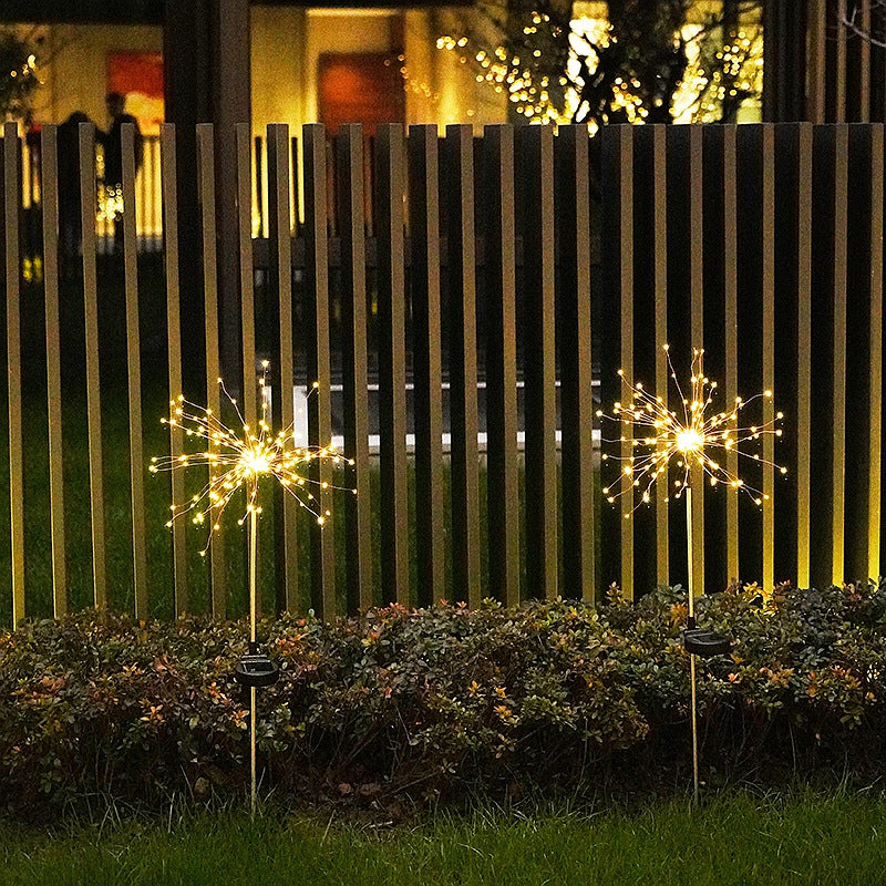 Christmas Ground Plug Solar Fireworks Light LED String Copper Wire