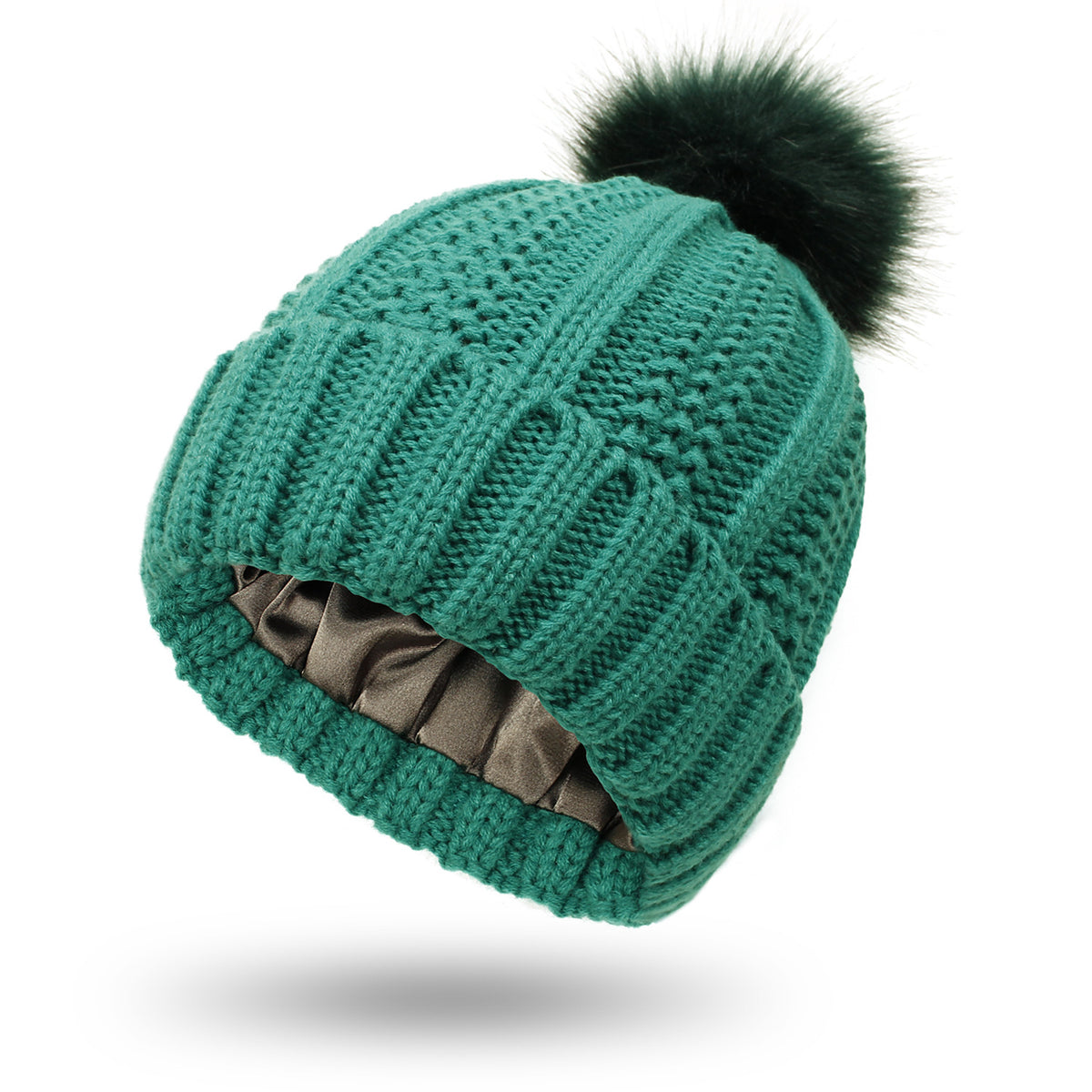Winter Knitted Hats Fashion Stretchy Lined Skull for Women Faux Fur