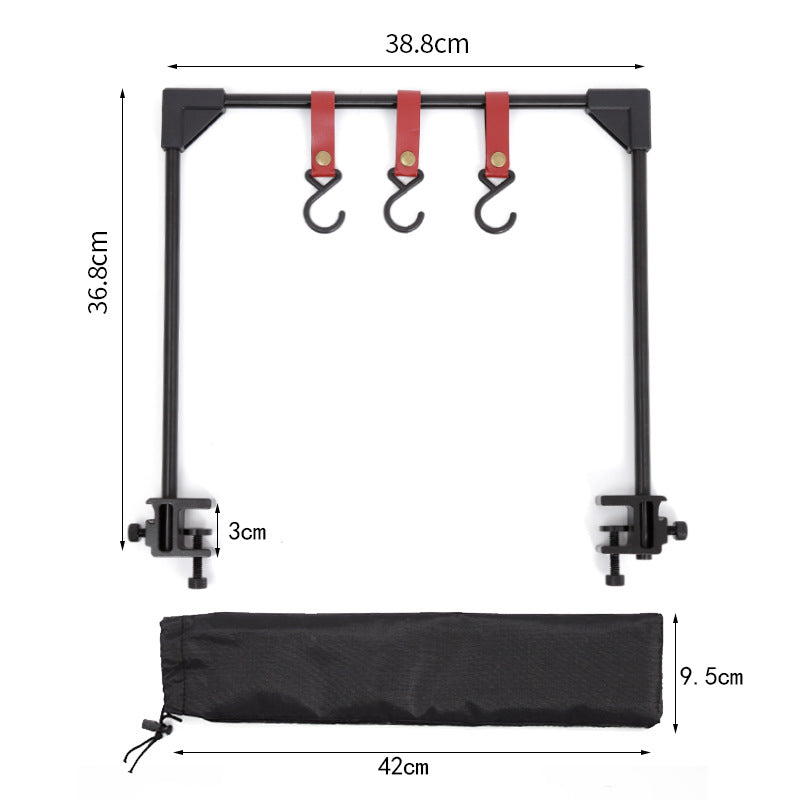 Adjustable Camping Table Rack with Clamp Base - Outdoor Desk Organizer