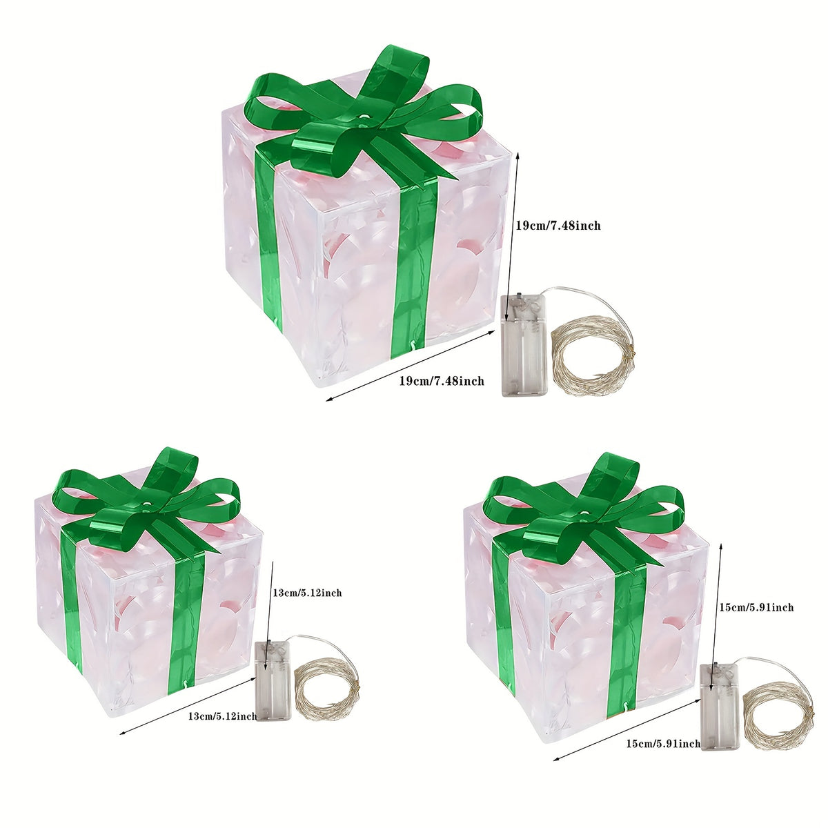 Christmas Gift Box 3-piece Folding Light Up Valentine | Xmas Holiday Decor