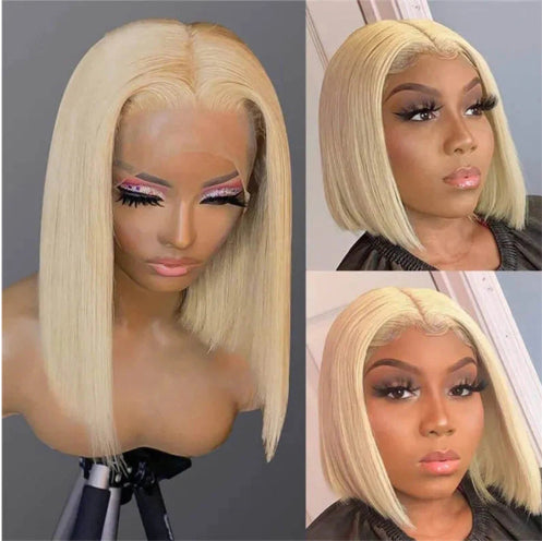 613 Blonde Bob Wig Short Straight Human Hair Wigs for Women