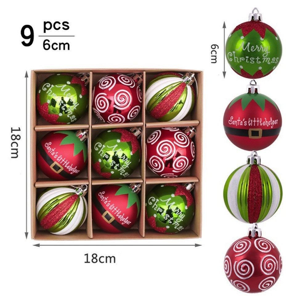 Christmas Theme Hand Drawn Ball Set Hanging Decorations | Xmas Holiday Decor