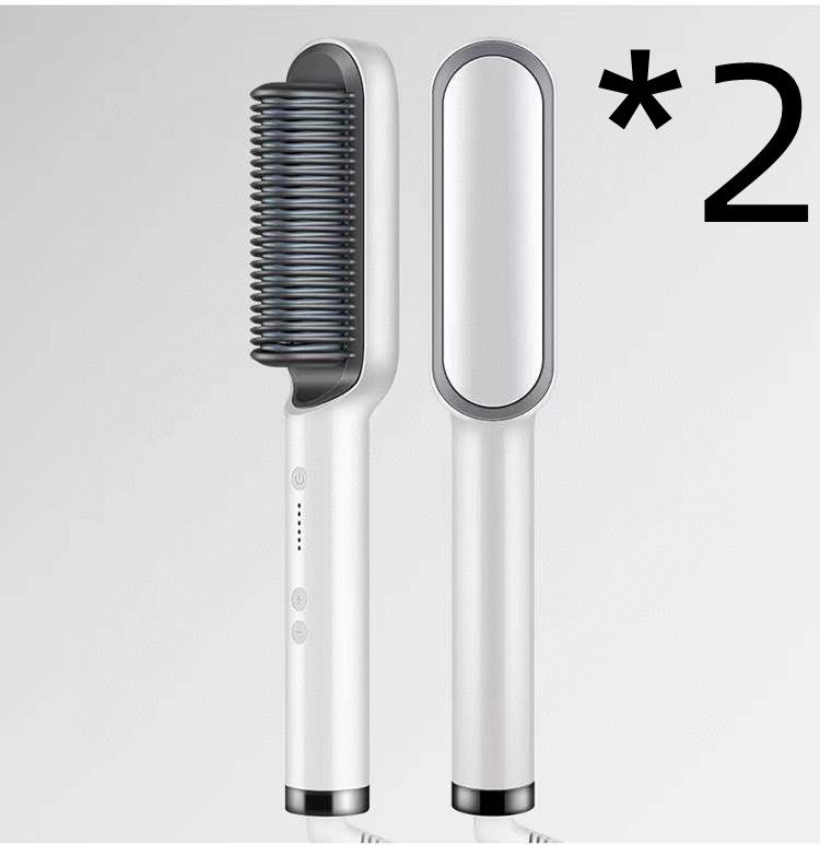 New 2-in-1 Hair Straightener Hot Comb Negative Ion Curling Tong