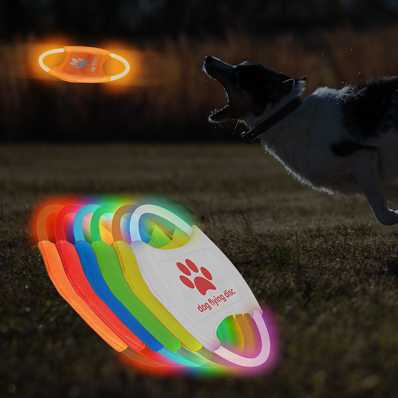 LED Light-Up Dog Frisbee - USB Rechargeable Glowing Flying Disc for Night Play