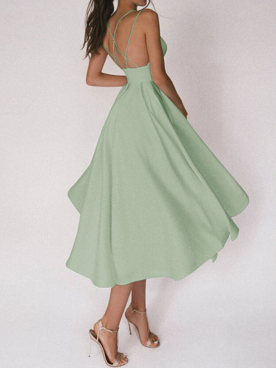 Sexy V-Neck Suspender Dress Summer Fashion A-Line Long Dresses