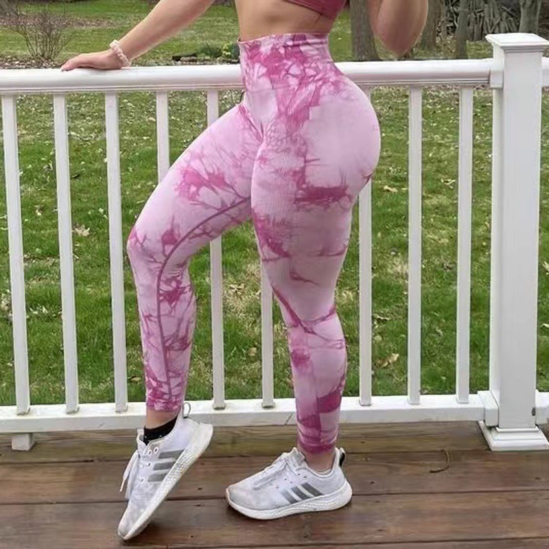 Tie Dye Leggings Women Fitness Yoga Pants Seamless Push Up Workout