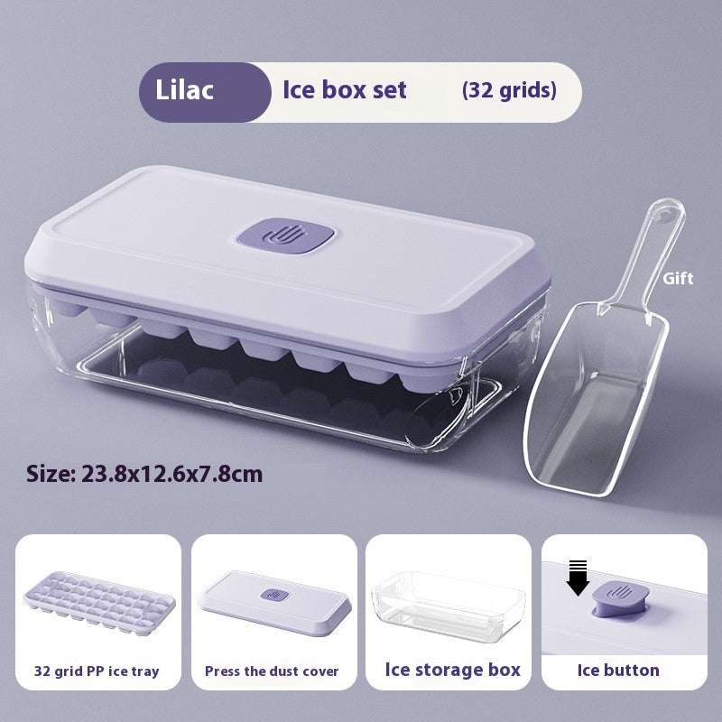 32-Grid Silicone Ice Cube Tray with Lid - Stackable Ice Mold