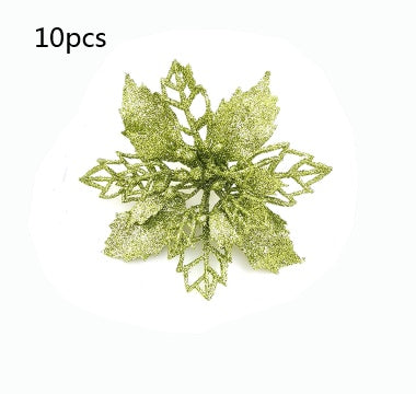 Christmas Glitter Artifical Flowers Tree Decorations for Home Fake