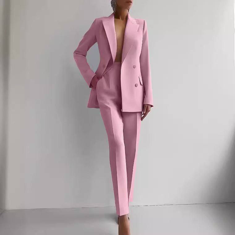 Casual Suits Fashion Long Sleeve Single-Breasted Jacket Top and Slim