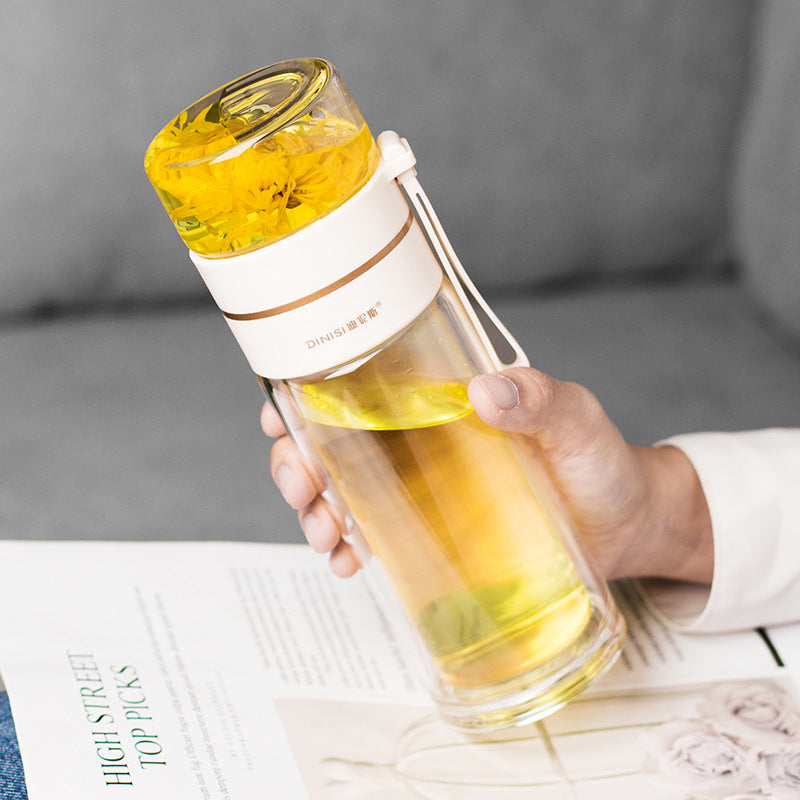 Double-Wall Glass Tea Infuser Bottle - 400-450 ml