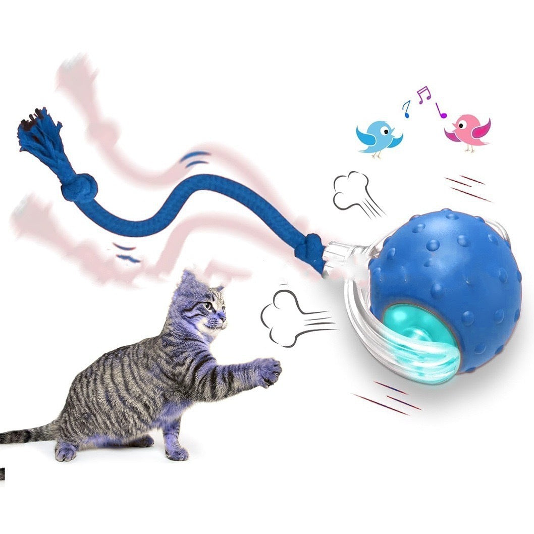 Automatic Rolling Cat Toy Ball - Smart Interactive Ball with Feather Tail