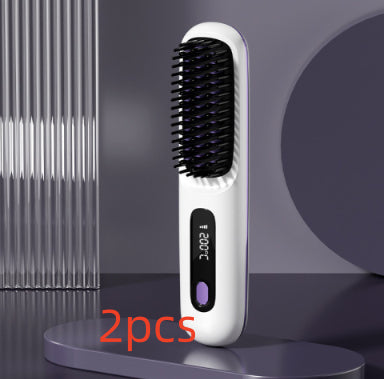 2-in-1 Straight Hair Comb Wireless Straightener Brush Fast Heating