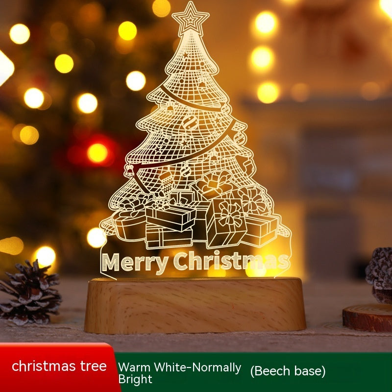 Christmas 3D Acrylic LED Night Light Lamp | Xmas Holiday Decor