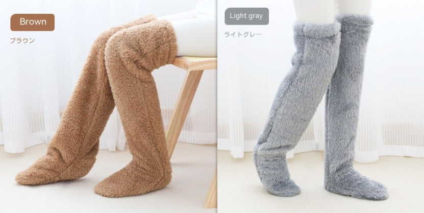 Over Knee High Fuzzy Long Socks Winter Warm Cold Leg Joint Cold-Proof