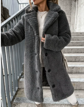 Women's Long-Sleeved Lapel Plush Jacket Top