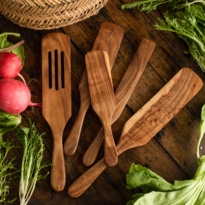 Teak Wood Cooking Spatula & Salad Spoon - Non-Scratch Kitchen Utensil