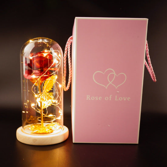 Little Prince Rose in Glass Dome - Eternal Flower LED Gift