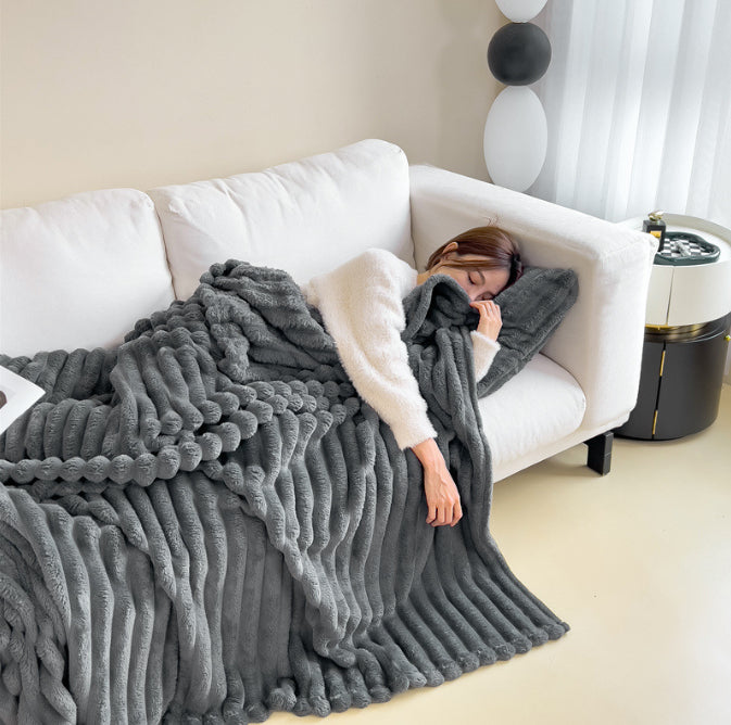 Soft Bubble Velvet Blanket - Warm Solid Color Throw