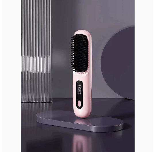 2-in-1 Straight Hair Comb Wireless Straightener Brush Fast Heating