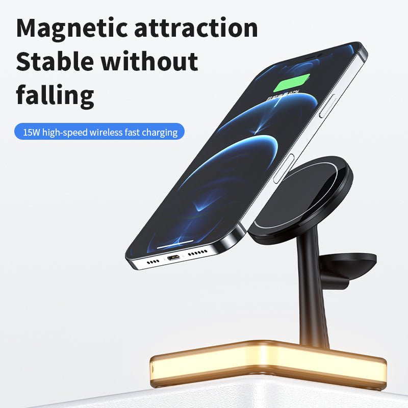 4-in-1 Magnetic Wireless Charger Stand - Phone, Watch & Earbuds