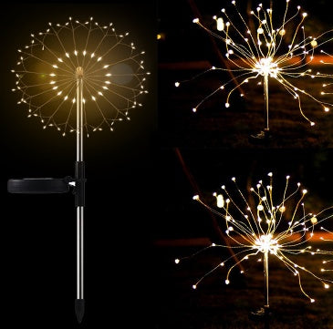 Christmas Ground Plug Solar Fireworks Light LED String Copper Wire