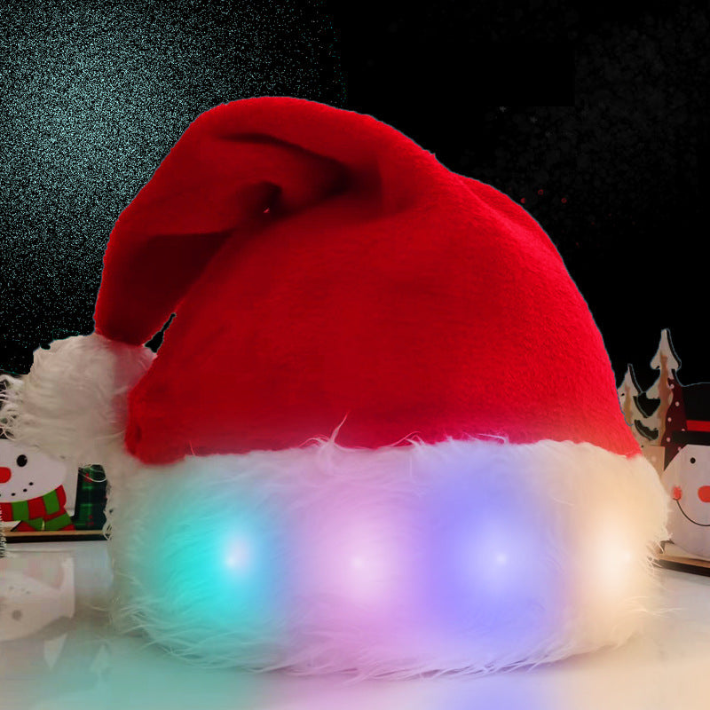 Christmas Hat LED Light Plush Children's Adult Decorations Luminous