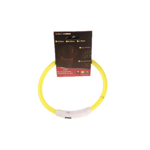 USB Rechargeable Light-Up Dog Collar - Glowing Fibre Optic Safety Necklace (Cut to Fit)