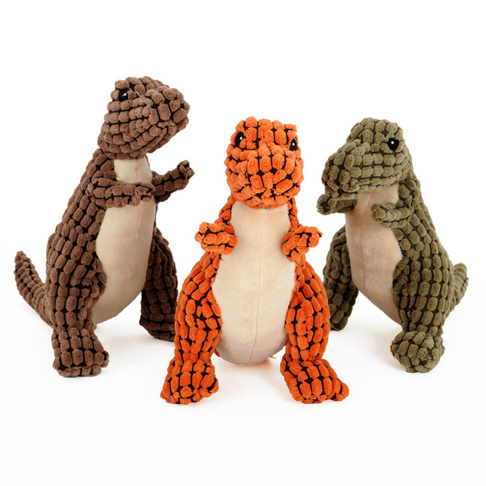 Plush Dinosaur Squeaky Dog Toy - Soft Stuffed Chew Toy for Small & Large Dogs