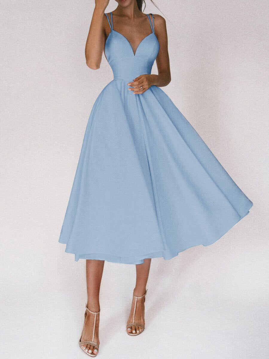 Sexy V-Neck Suspender Dress Summer Fashion A-Line Long Dresses