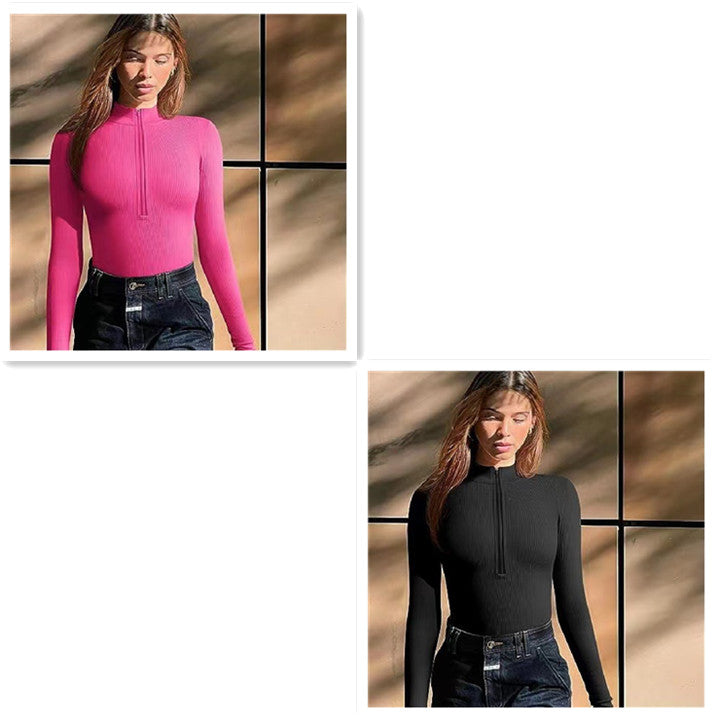 Fashion Long Sleeve Zipper Jumpsuit Seamless Slimming Shapewear
