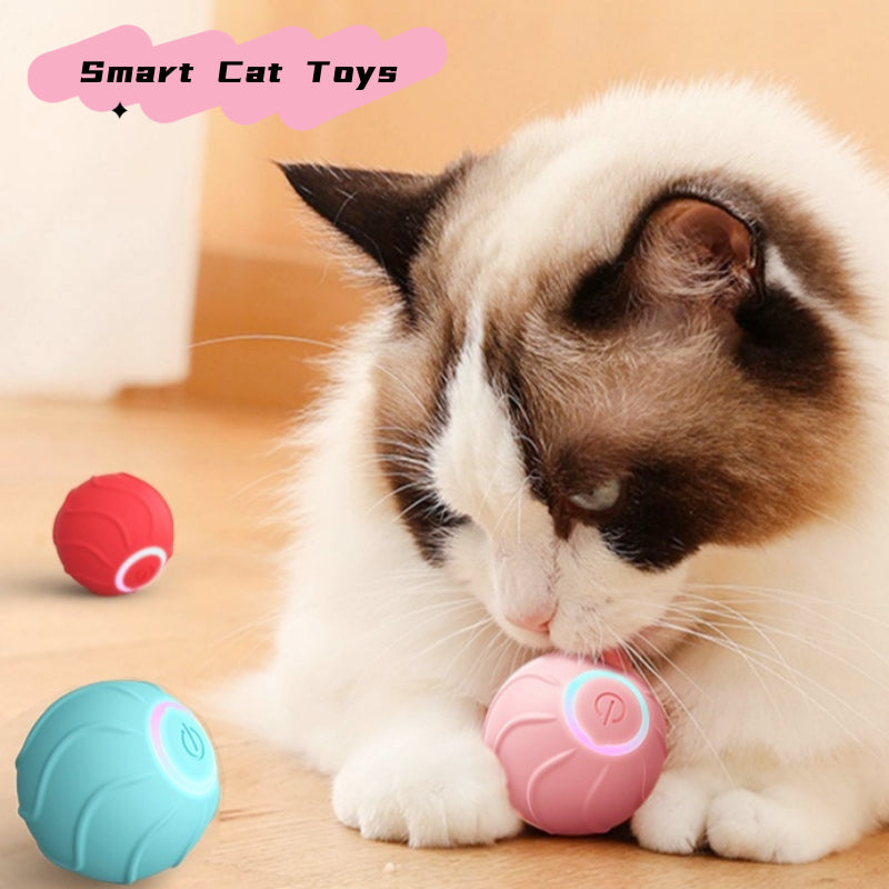 Smart Bouncing Cat Toy Ball - USB Rechargeable Automatic Rolling Kitten Toy