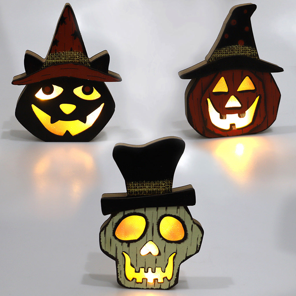 Creative Halloween Wooden Pumpkin Lamp Decorations
