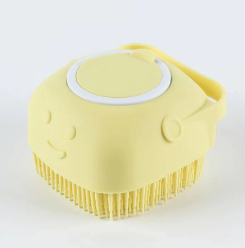 Silicone Dog Bath Brush with Shampoo Dispenser - Massage Grooming Scrubber