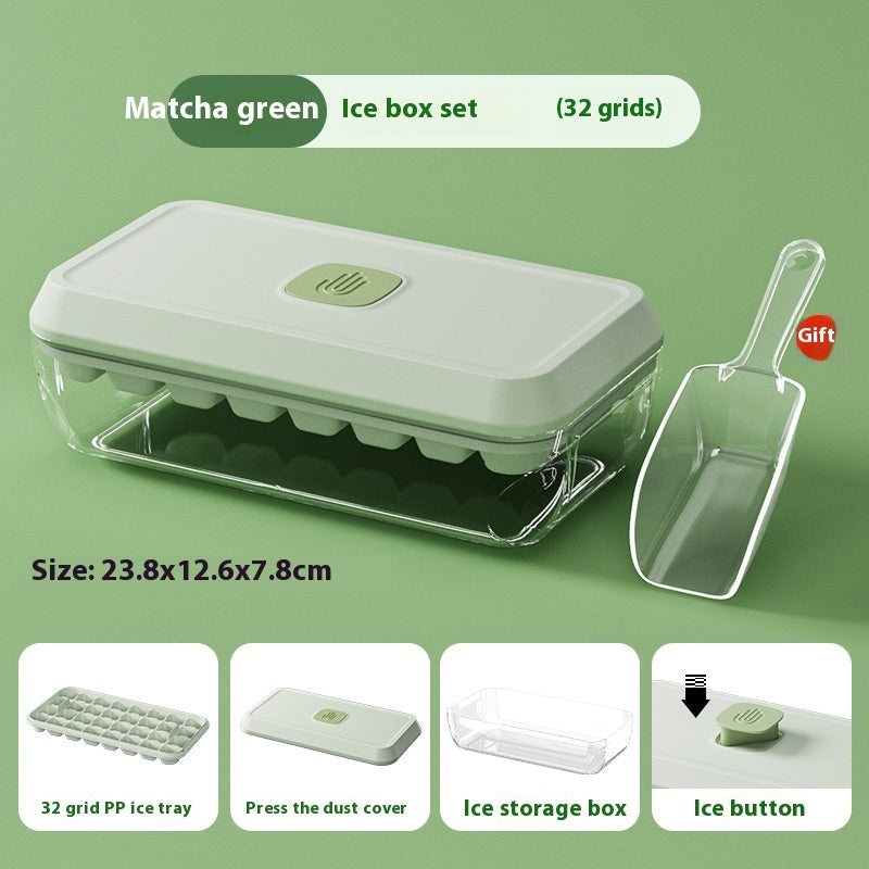 32-Grid Silicone Ice Cube Tray with Lid - Stackable Ice Mold