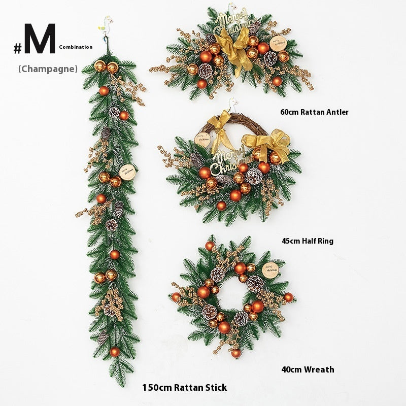 Christmas Decoration Upside Down Tree Horn Rattan Wreath | Xmas Holiday Decor