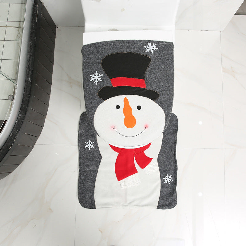 Christmas Merry Bathroom Curtain Santa Claus Toilet Seat Decorations