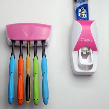 Dust-Proof Toothbrush Holder with Automatic Toothpaste Squeezer - Wall Mounted Set