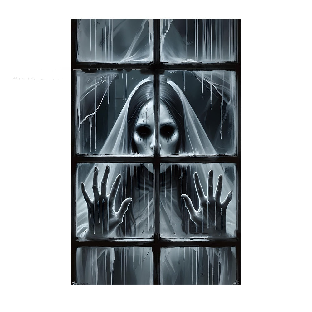 3D Holiday Halloween Horror Witch Window Cover Family Party Decoration