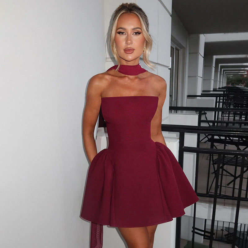 Sexy Tube Top Dress with Back Zipper Design Fashion Short for Party
