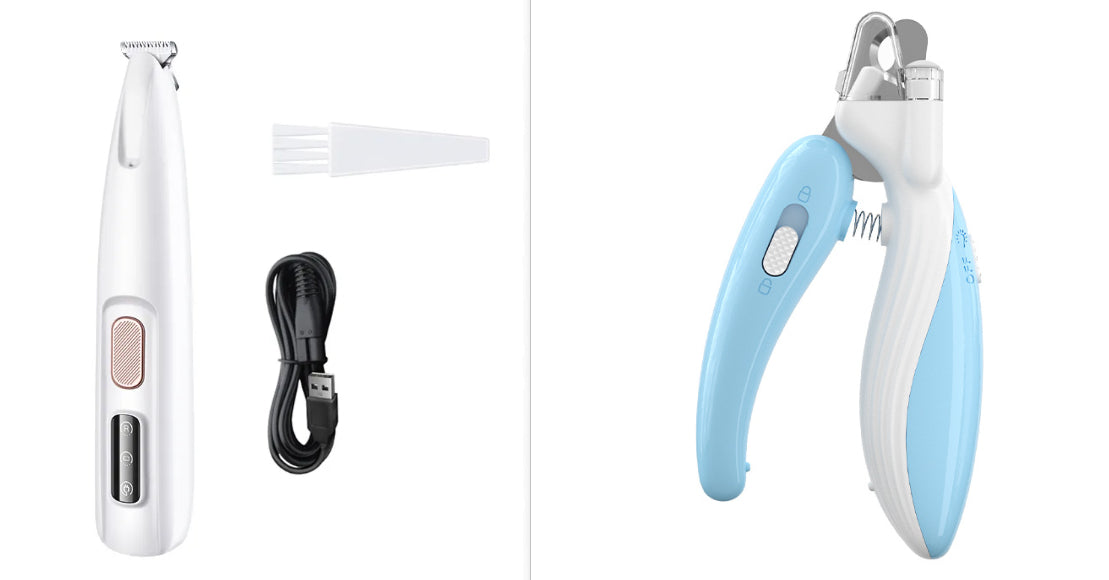 Waterproof Dog Paw Trimmer with LED - Pet Hair Clipper with Display & Wide Blade