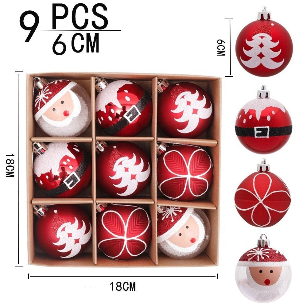 Christmas Theme Hand Drawn Ball Set Hanging Decorations | Xmas Holiday Decor