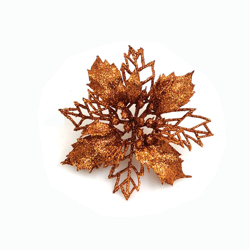 Christmas Glitter Artifical Flowers Tree Decorations for Home Fake