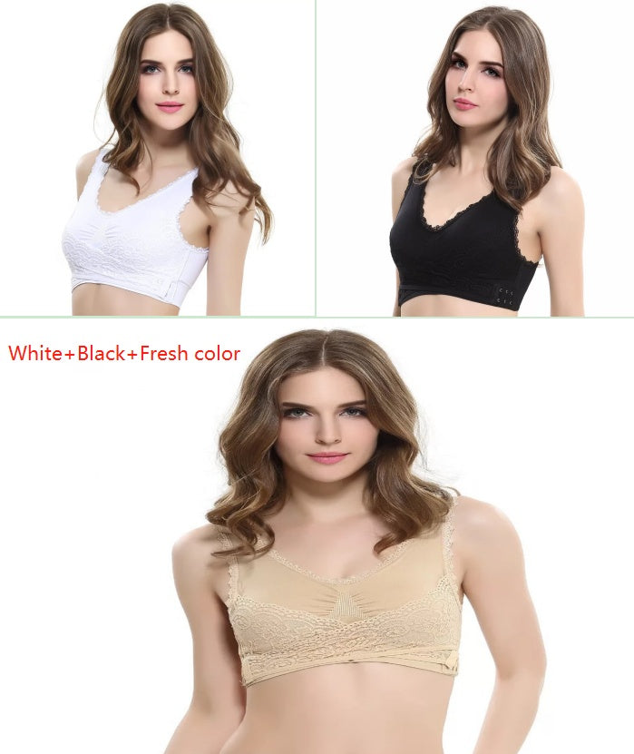 Front Cross Side Buckle Lace Non-Wire Sports Fitness Bra
