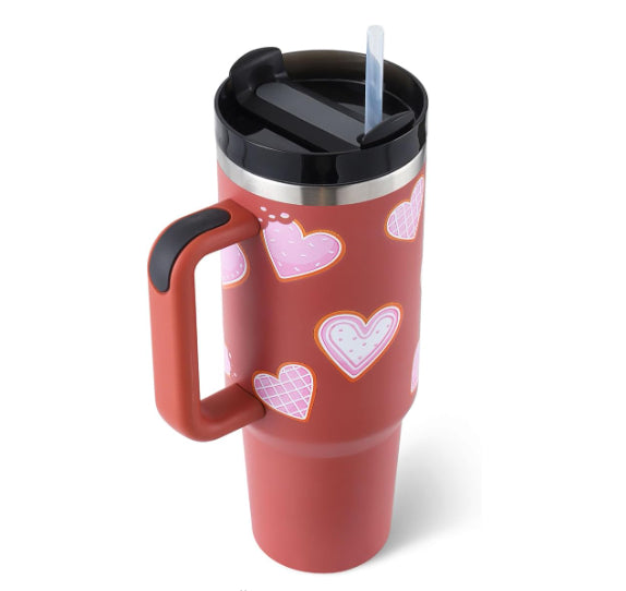 40oz Insulated Tumbler with Handle & Straw - Stainless Steel Leakproof Travel Mug