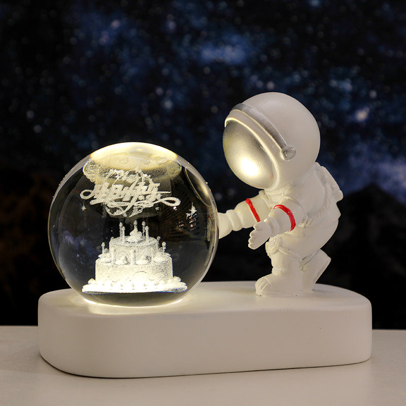 Glowing Galaxy Astronaut Crystal Ball Night Light