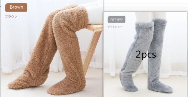 Over Knee High Fuzzy Long Socks Winter Warm Cold Leg Joint Cold-Proof